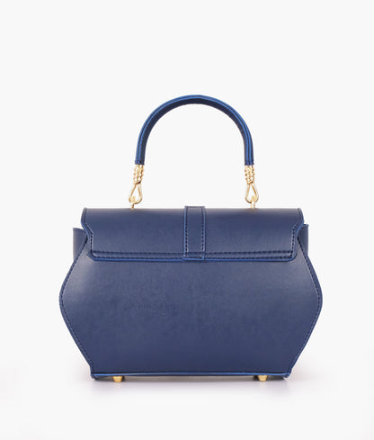 Blue top-handle hexagon bag