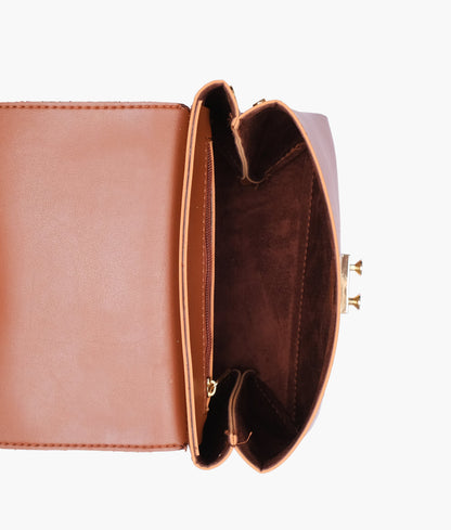 Brown mini top-handle bag