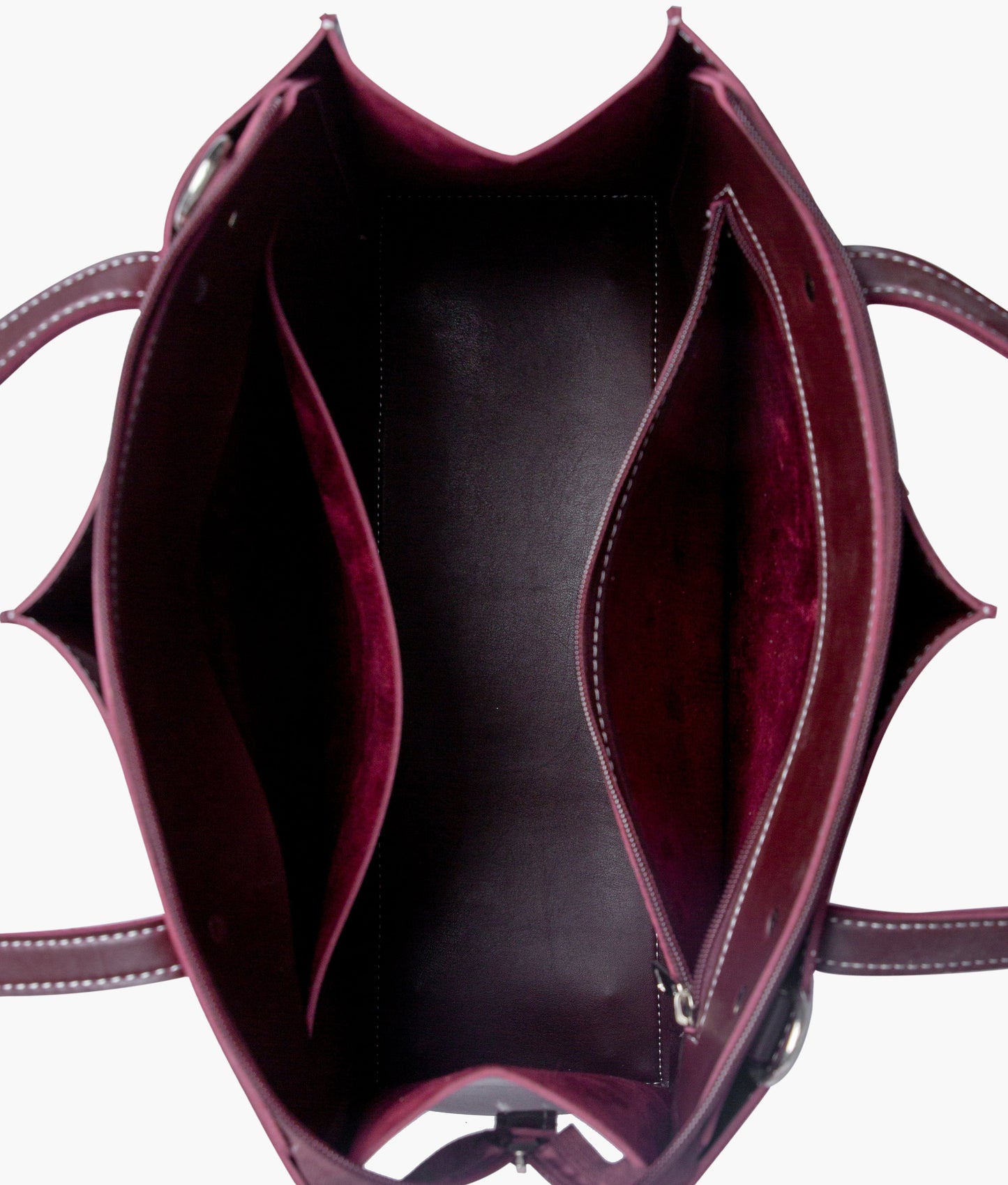 Burgundy suede work tote bag